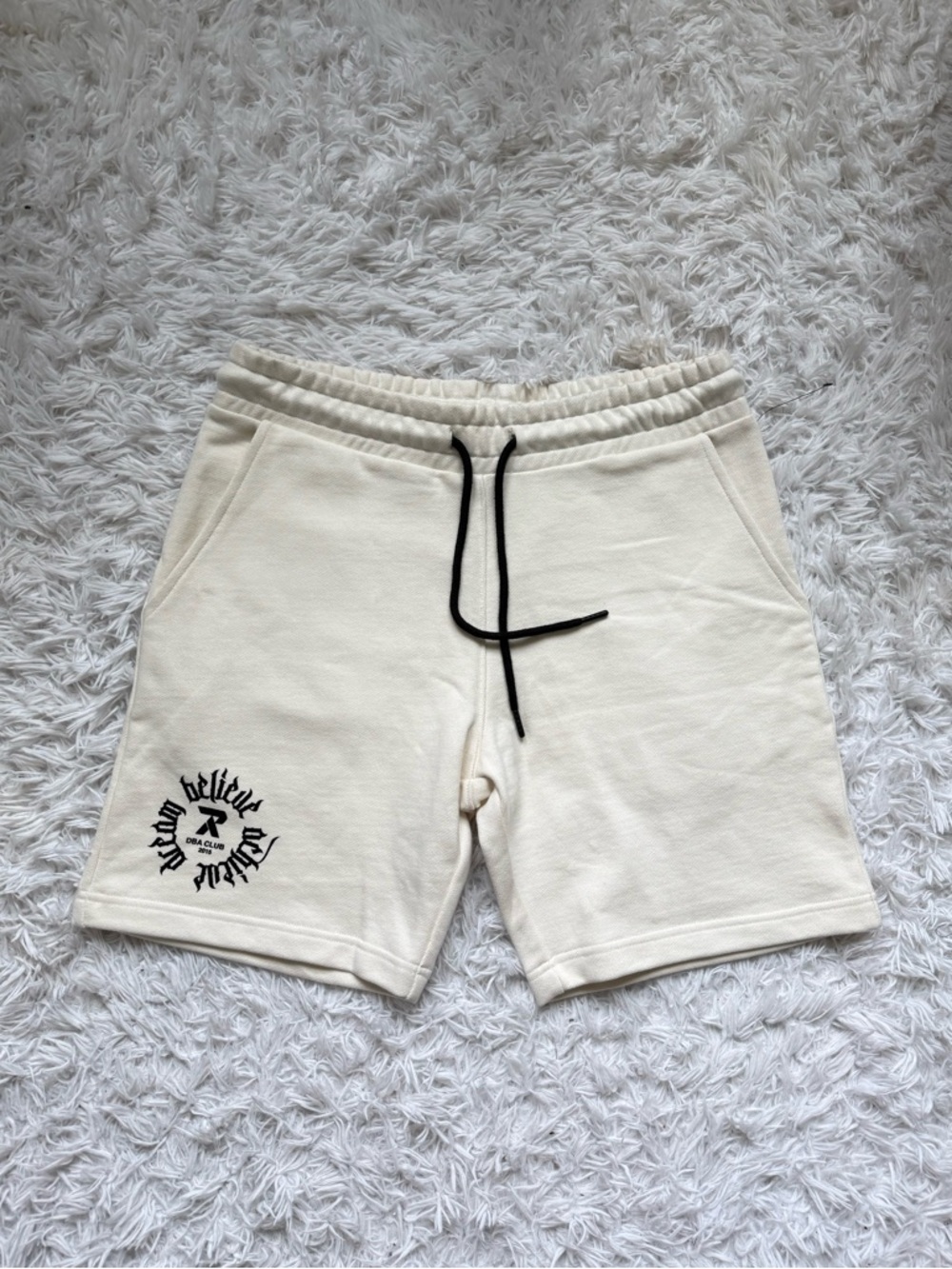 Men's Cream Drawstring Casual Shorts